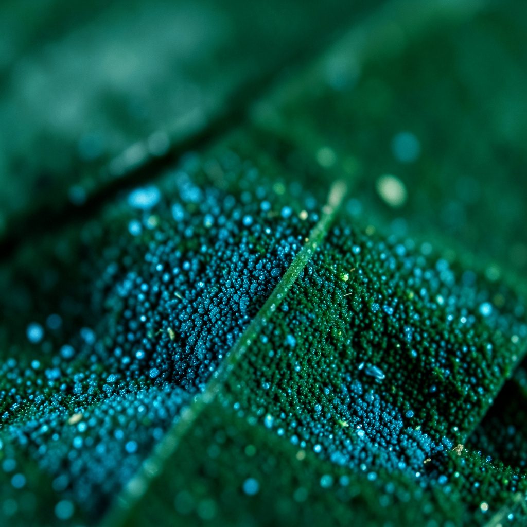 Sweeping close-up of soft blue detergent powder forming fine ridges, clean and orderly, with a bright airy mood.